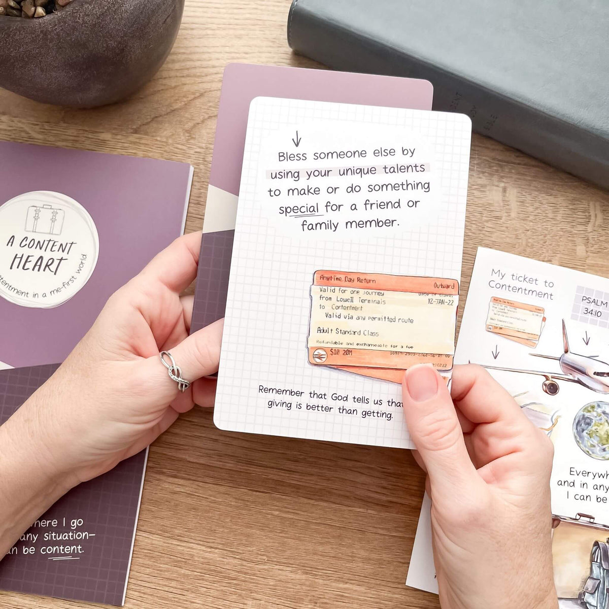 Contentment Bible studies challenge card