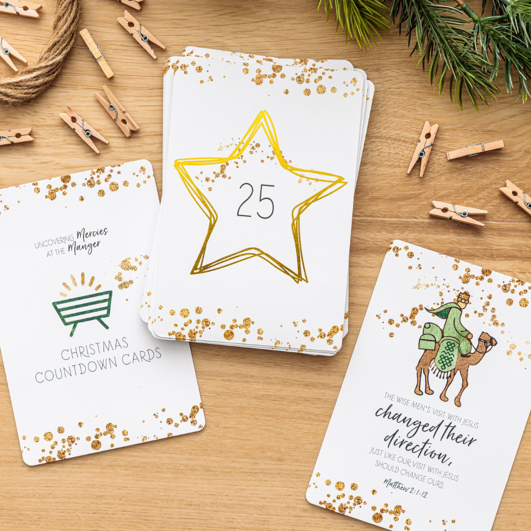 Uncovering Mercies at the Manger Countdown cards