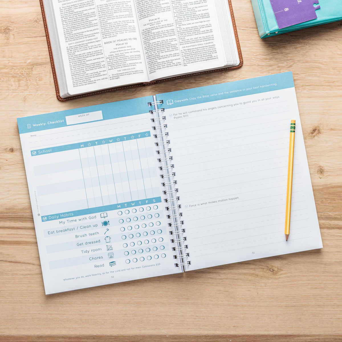 Daily and weekly checklists and assignments 