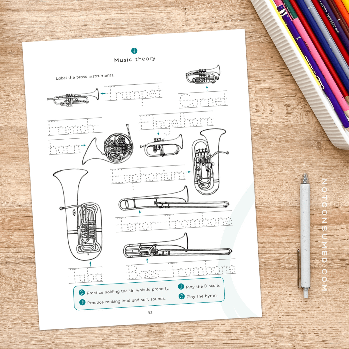 Printable Music study for kids