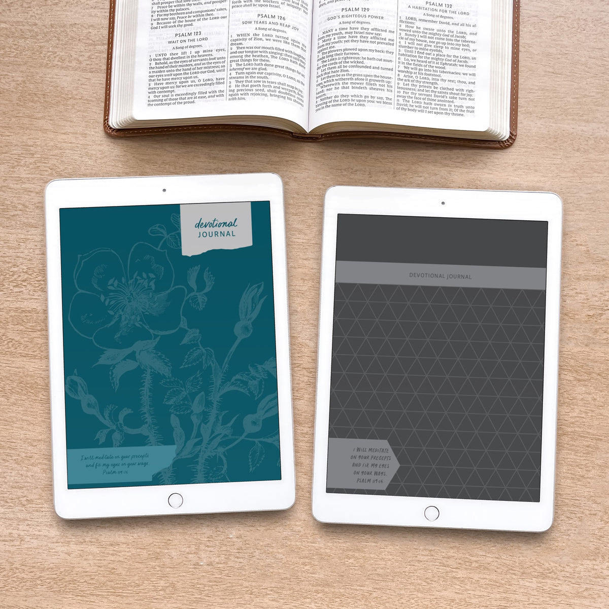 Adult Devotional Journal Digital Printable in Gray and Teal