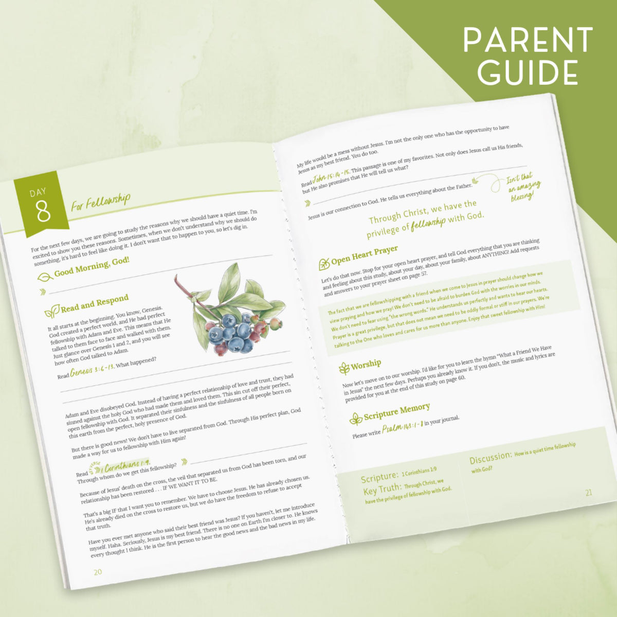 Developing a Quiet Time digital Bible study Parent Guide inside