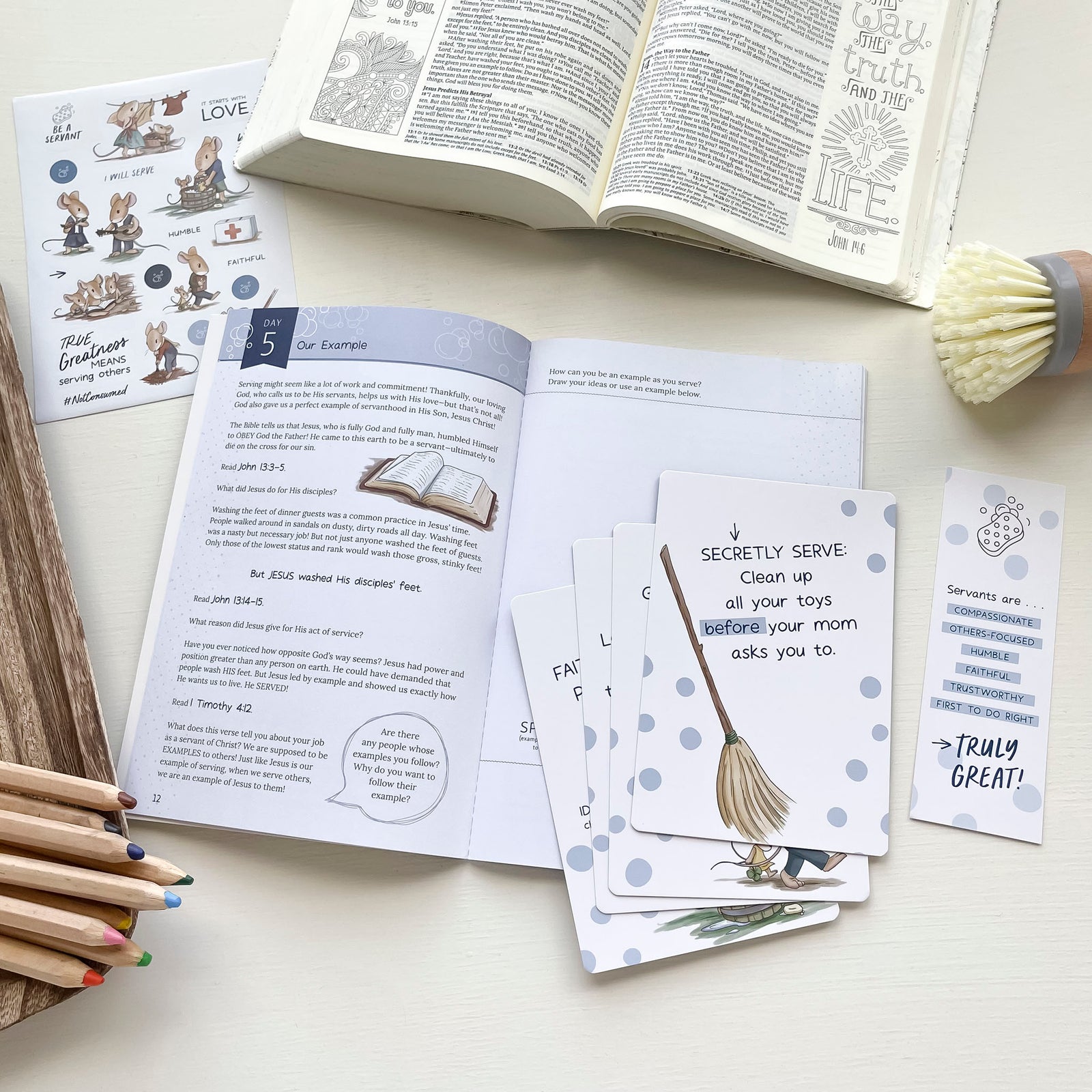 kids bible study serving God