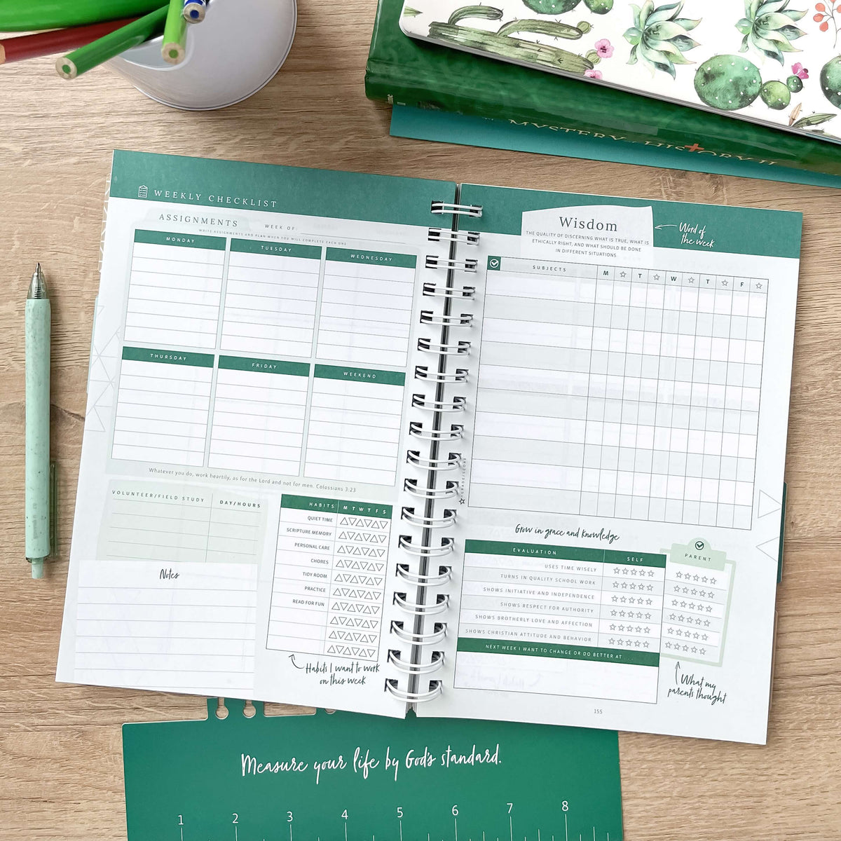Middle School Homeschool Planner Weekly Checklist Pages