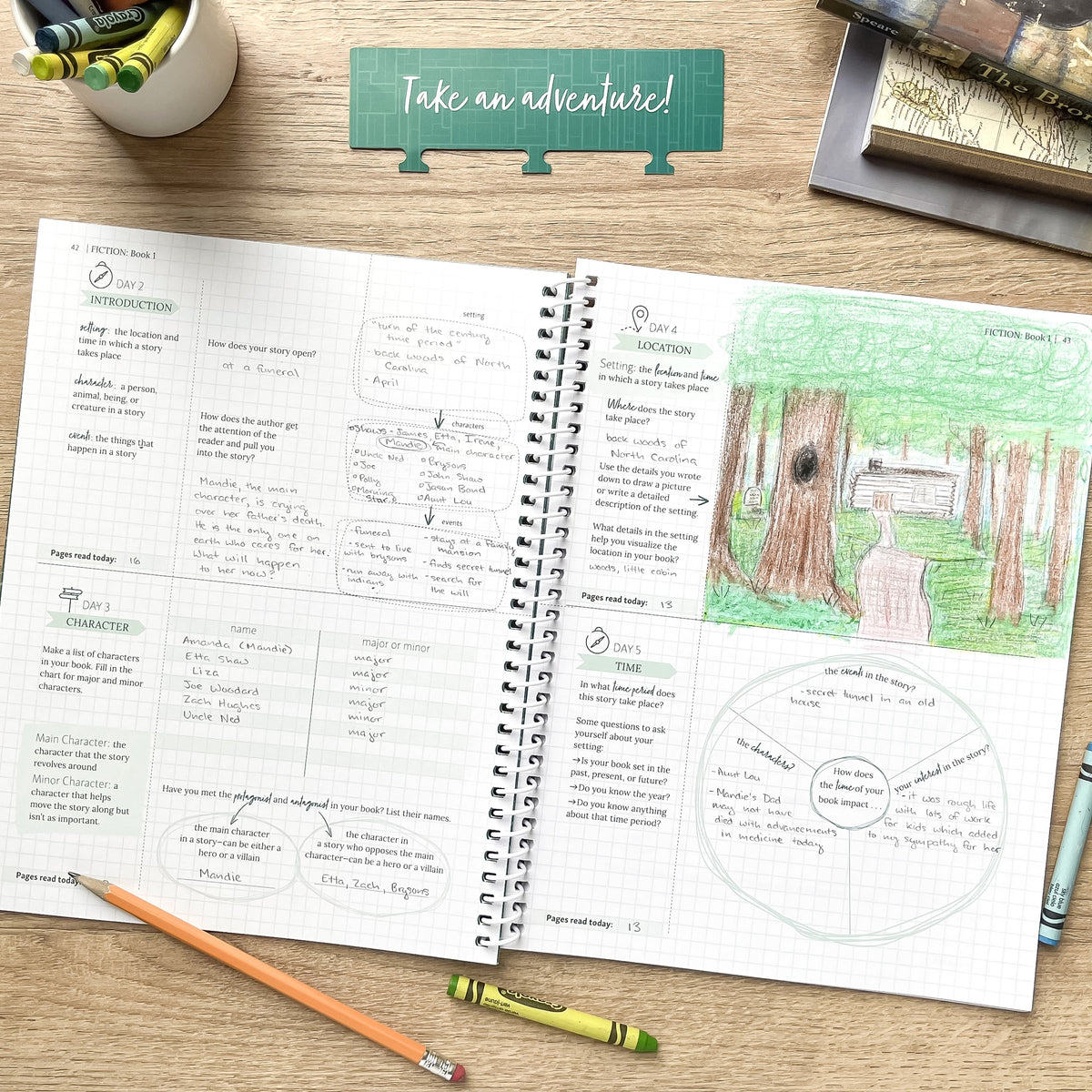 Middle School Homeschool Reading Journal completed page